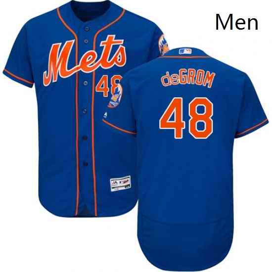 Mens Majestic New York Mets 48 Jacob deGrom Royal Blue Alternate Flex Base Authentic Collection MLB Jersey